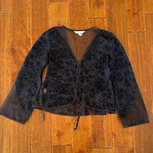 BCBG Generation Black Velvet Floral Blouse